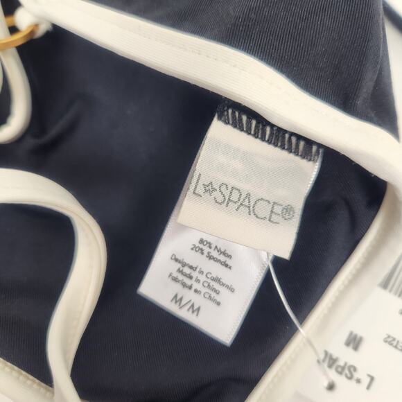 L*Space Helena Bikini Top in Black Cream Size Medium V Wired Front NWT - Picture 5 of 5